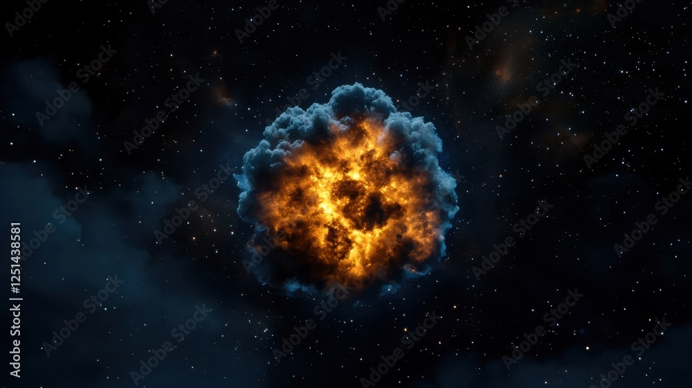 A large, glowing cloud of smoke is floating in space A large, glowing cloud of smoke is floating in space