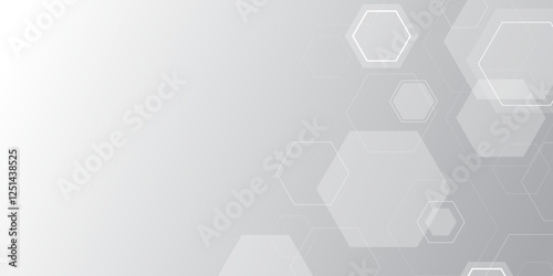 white and grey technology hexagonal abstract background. Abstract gradient hexagon digital technology background. Vector abstract graphic design banner pattern presentation background web template.