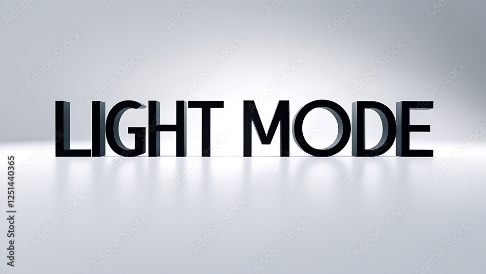 Light Mode display with bold lettering in a minimalist setting Light Mode display with bold lettering in a minimalist setting