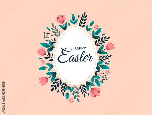 Beautifully Designed Elegant Easter Greeting Card Featuring a Charming Floral Design