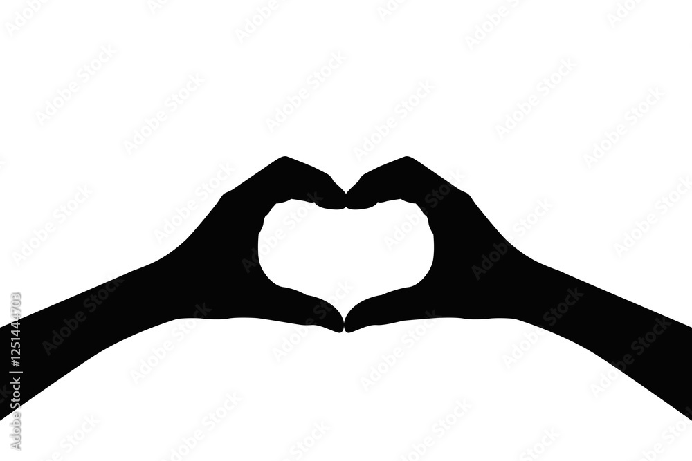 Fototapeta premium Negative space heart shape by two hand vector. Heart vector.