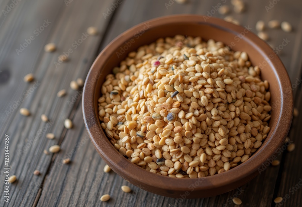 Wooden bowl filled with colorful seeds on a rustic wooden table perfect for healthy eating and cooking recipes Wooden bowl filled with colorful seeds on a rustic wooden table perfect for healthy eating and cooking recipes