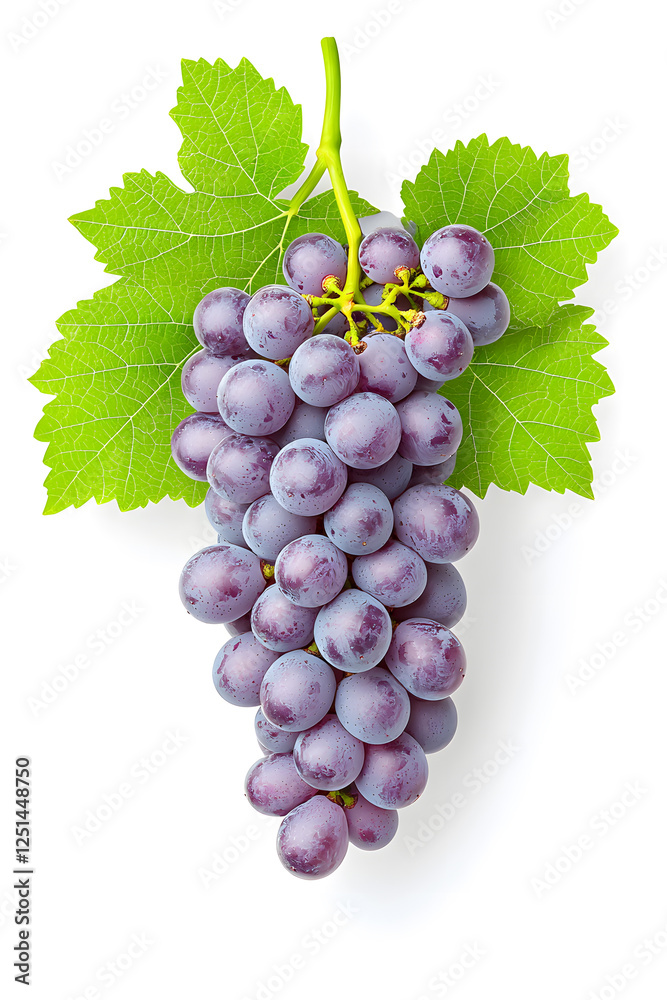 Fototapeta premium A bunch of fresh blue grapes isolated, isolated on white background