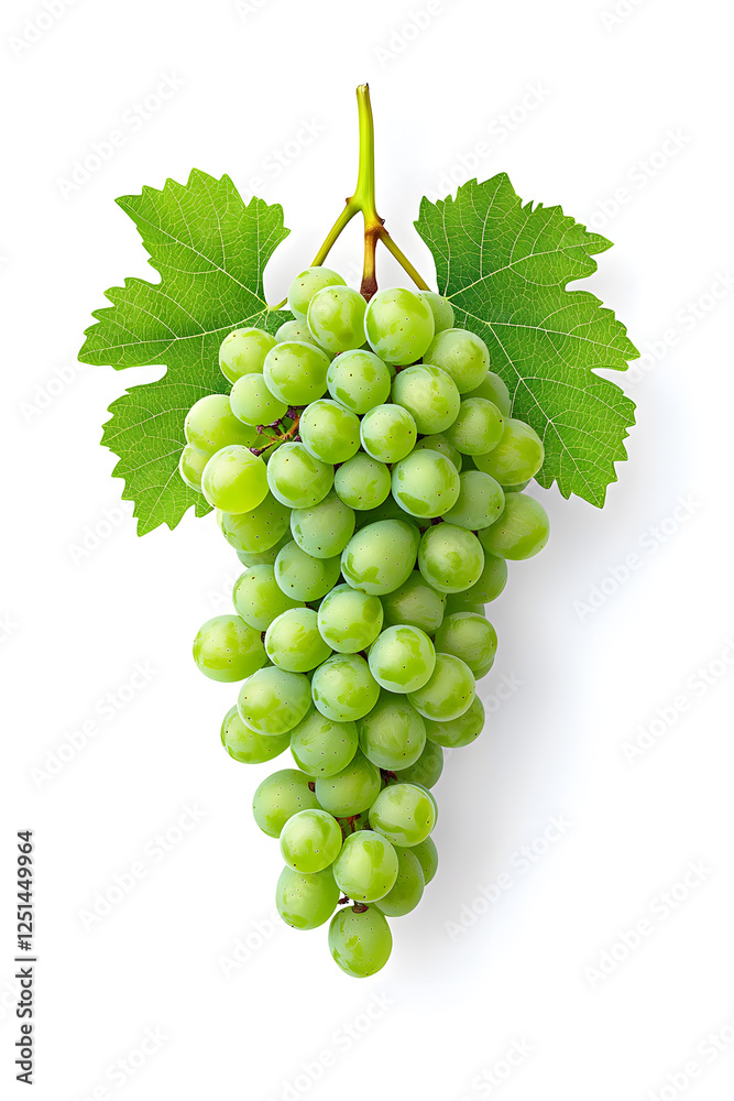 A bunch of fresh green grapes isolated, isolated on white background A bunch of fresh green grapes isolated, isolated on white background