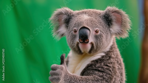 Cute koala bear on green screen background featuring Australian wildlife photo