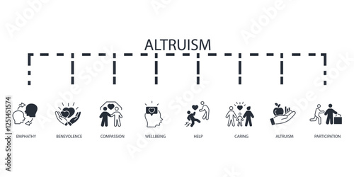 Altruism icon set.vector.Editable stroke.linear style sign for use web design,logo.Symbol illustration.