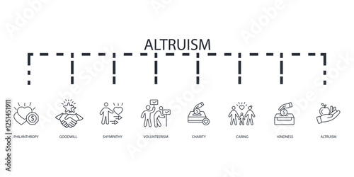 Altruism icon set.vector.Editable stroke.linear style sign for use web design,logo.Symbol illustration.