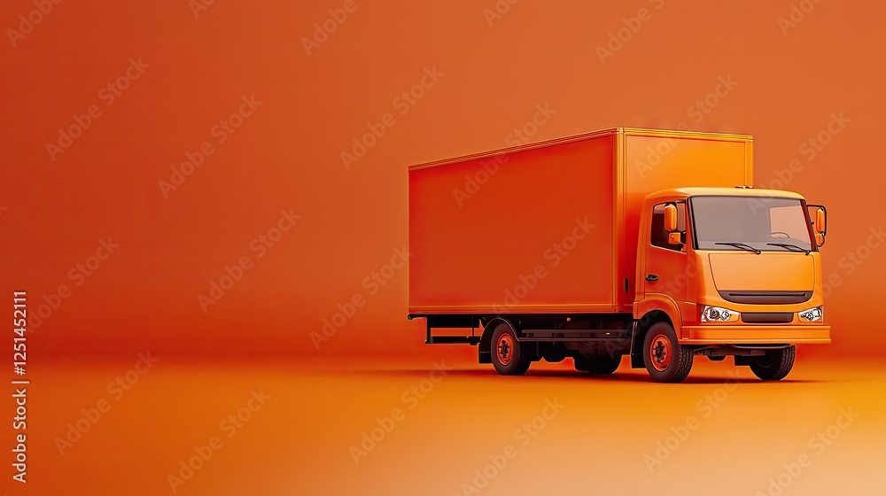 Orange delivery truck on orange background Orange delivery truck on orange background