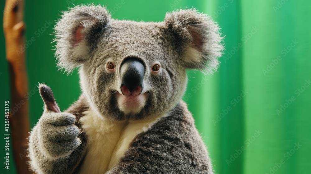 Obraz premium Cute koala bear on green screen background featuring Australian wildlife