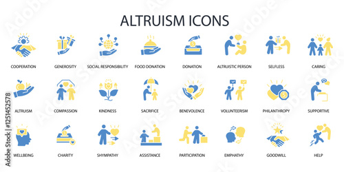 Altruism icon set.vector.Editable stroke.linear style sign for use web design,logo.Symbol illustration.