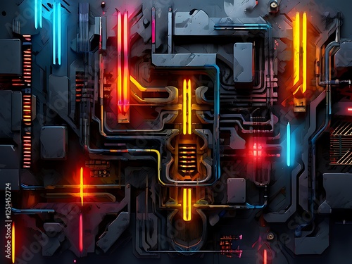 Abstract Neon Circuitry
