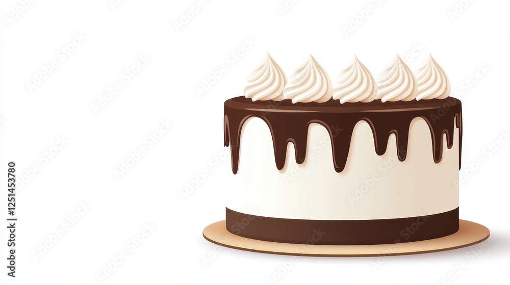 An exquisite chocolate cake is elegantly presented with rich cream swirls on top. It is perfect for celebrations such as birthdays or weddings An exquisite chocolate cake is elegantly presented with rich cream swirls on top. It is perfect for celebrations such as birthdays or weddings