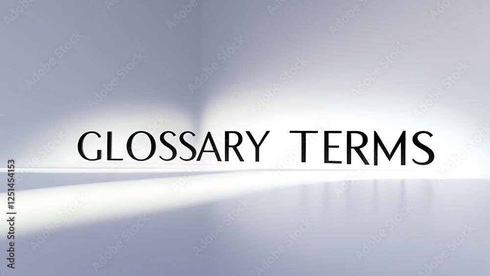 Glossary terms presented with a clean background and soft light Glossary terms presented with a clean background and soft light