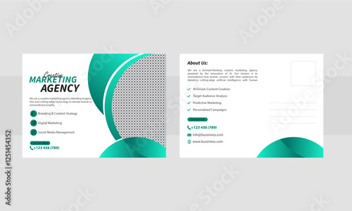 A simple yet attractive postcard design in green and white color, available as a vector file.