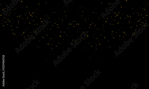 Multicolored tinsel confetti Vector background. Fashionable gold and Multicolored falling magic stars and tinsel on black and background. Celebration carnival ribbons, holiday, birthday.