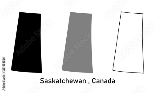 saskatchewan province, Canada map illustration isolated on background. map in black, gray, and outlines	