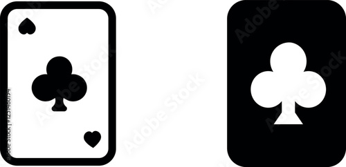 Club Playing Card Icon Vector Symbol Set for Gaming and Card Design