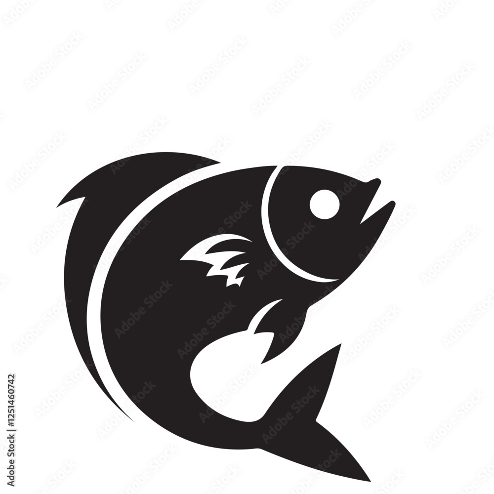 Vector Silhouette of a Jumping Fish Nature Wildlife Illustration Vector Silhouette of a Jumping Fish Nature Wildlife Illustration