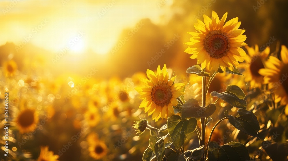 Fototapeta premium Golden Hour Sunflowers