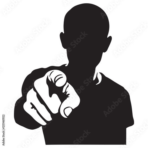 Silhouette of Person Pointing Finger at You Vector Graphic