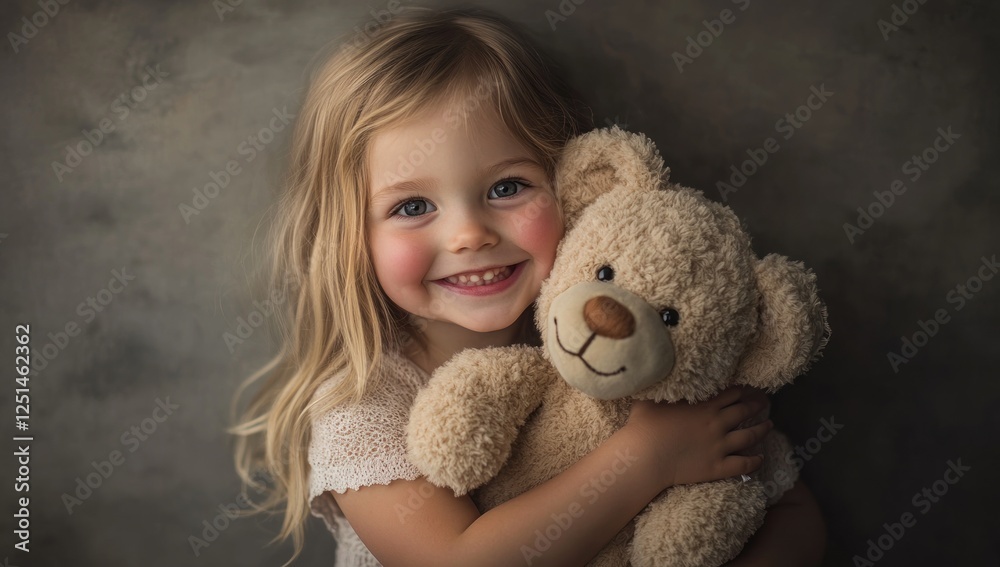 Adorable Little Girl Embracing her Teddy Bear Adorable Little Girl Embracing her Teddy Bear