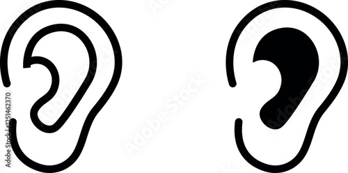Human Ear Symbol Vector Icon Set for Medical and Sensory Designs