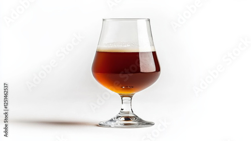 A glass of beer isolated on a white background, featuring a clipping path for easy editing photo