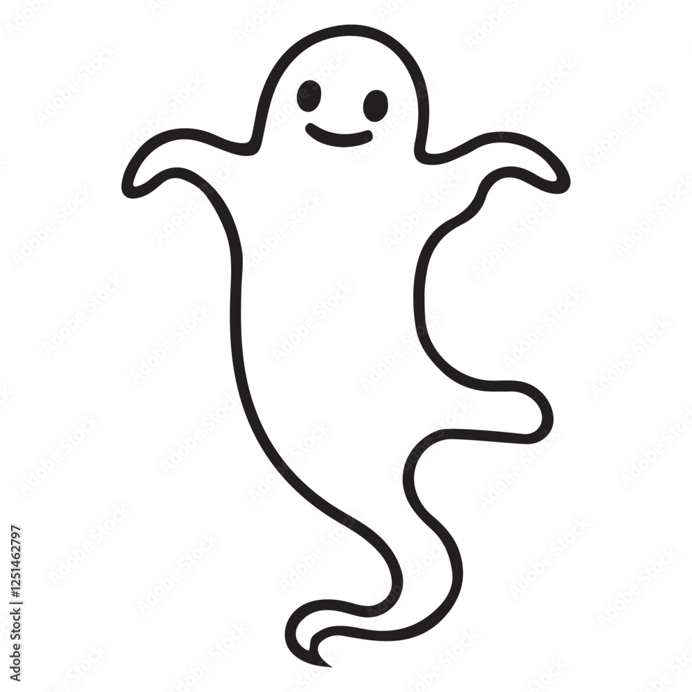 Fototapeta premium Cute Ghost Cartoon Silhouette Vector Illustration for Halloween Decor