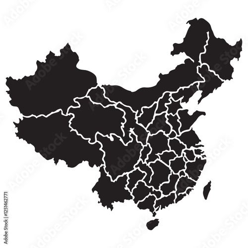 Silhouette map of china illustration political geography design photo