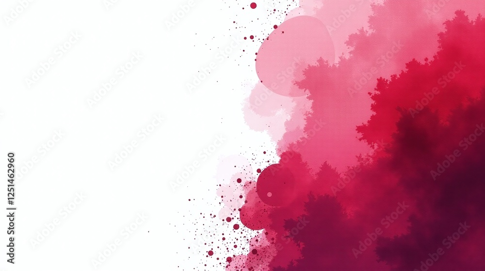 An abstract composition featuring swirling, pinkish-red hues against a stark white background. An abstract composition featuring swirling, pinkish-red hues against a stark white background.