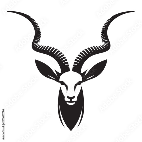 Kudu Antelope Head Silhouette Vector Illustration Graceful Wildlife Art