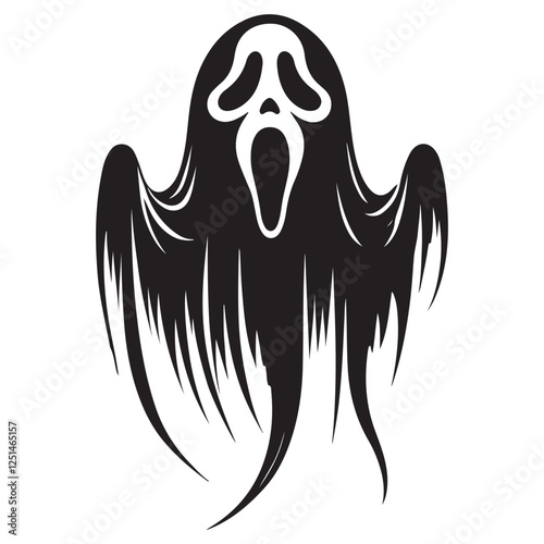 Silhouette Illustration of the Ghost Face Character for Halloween