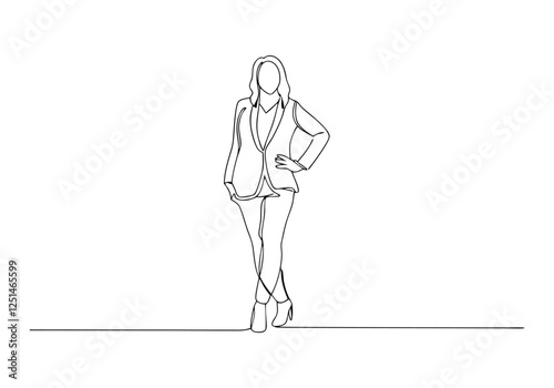 Continuous One Line Businesswoman | Minimalist Professional Vector Illustration