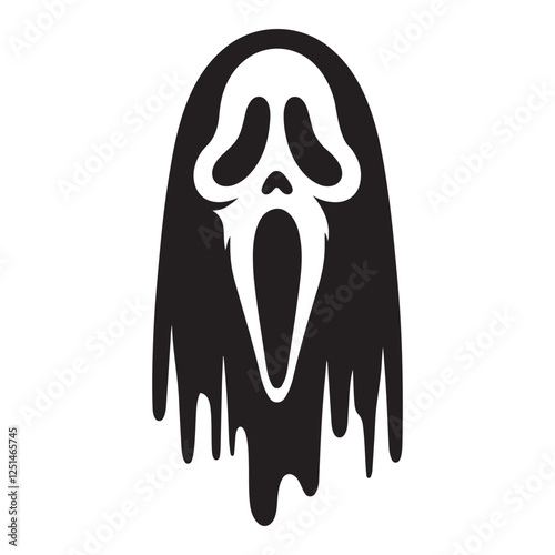 Silhouette of Scream Mask Vector Graphic for Halloween Projects