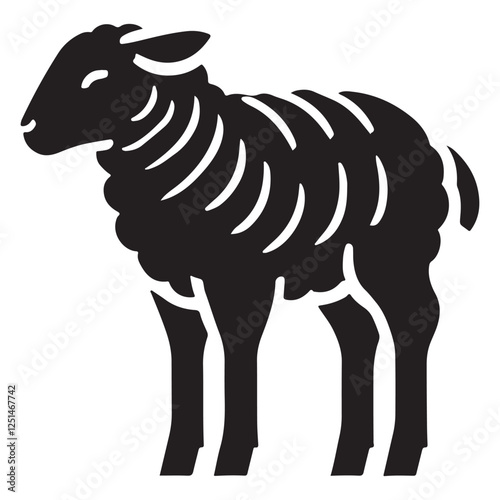 Silhouette of wooly lamb illustration for farm animal theme