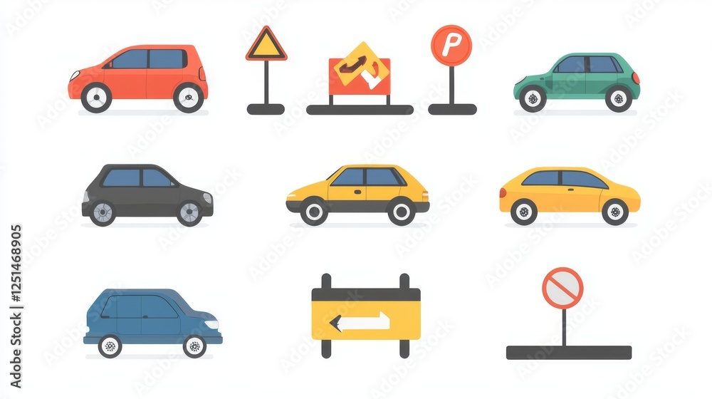 Naklejka premium Car parking icon set. Public parking and parking location symbol. No car parking sign - stock vector.