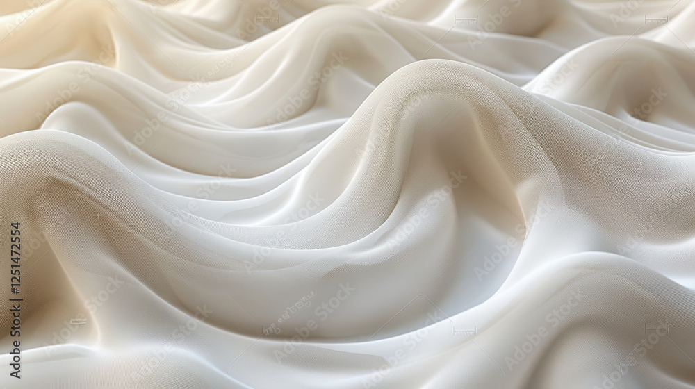Obraz premium Soft, flowing white fabric with gentle waves and texture creates elegant look