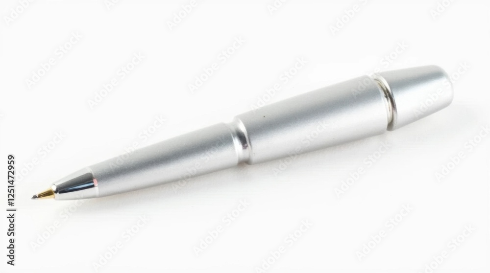 Shiny Silver Pen Isolated on White Background Shiny Silver Pen Isolated on White Background