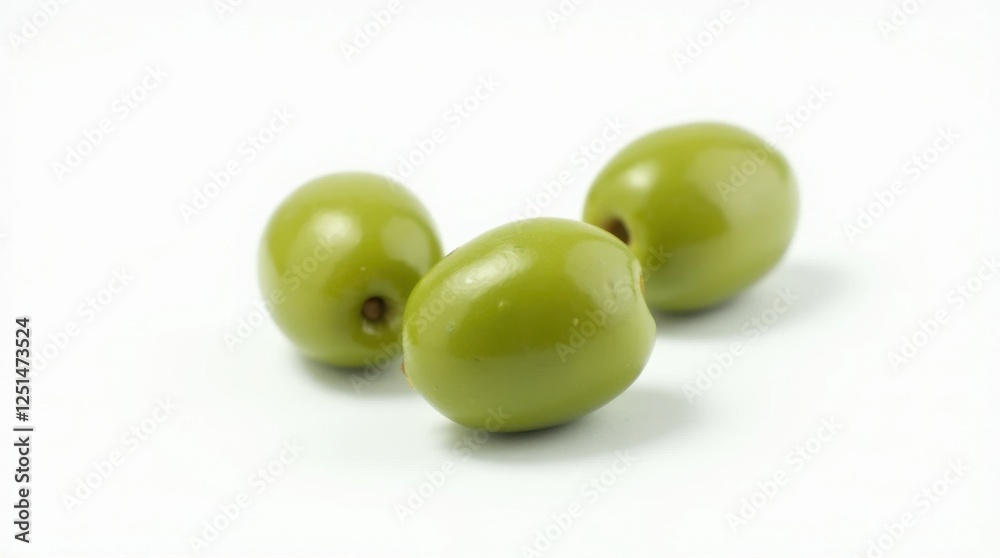 Single Ripe Green Olive Isolated on White Background Single Ripe Green Olive Isolated on White Background
