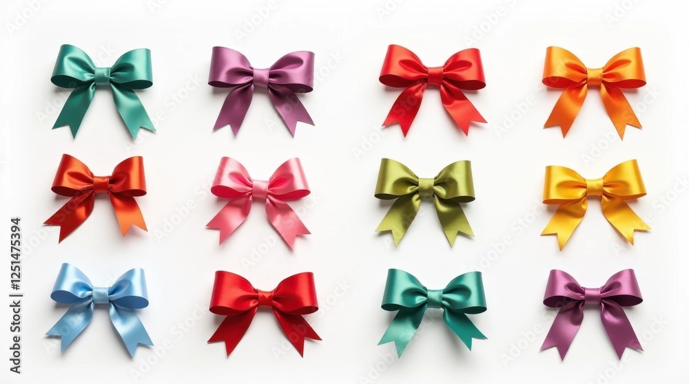 Colorful Gift Bows on White Background Colorful Gift Bows on White Background