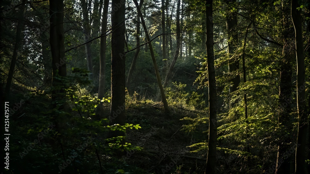 Forest with Sunlight Streaming Through the Leaves
Forest with Sunlight Streaming Through the Leaves