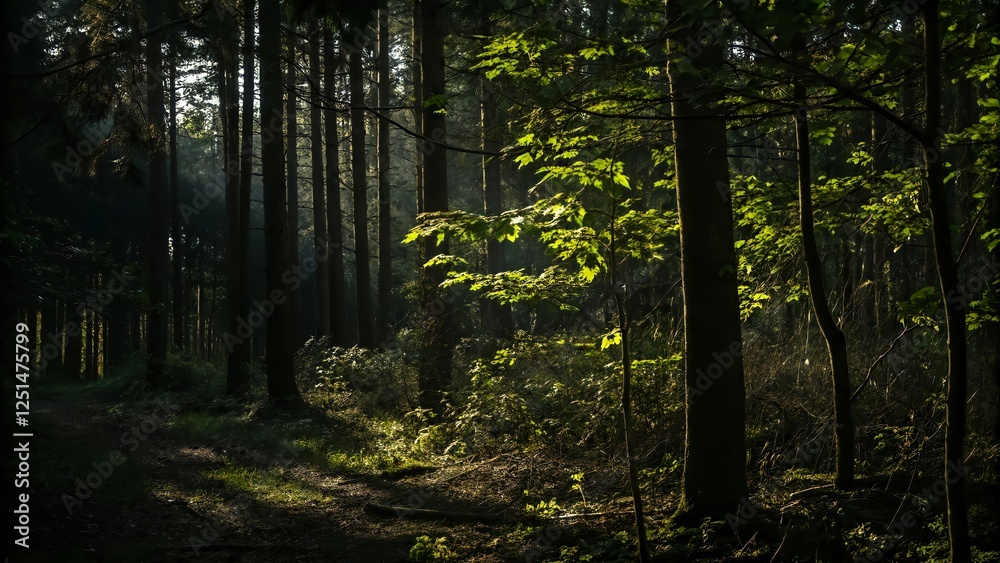 Forest with Sunlight Streaming Through the Leaves
Forest with Sunlight Streaming Through the Leaves