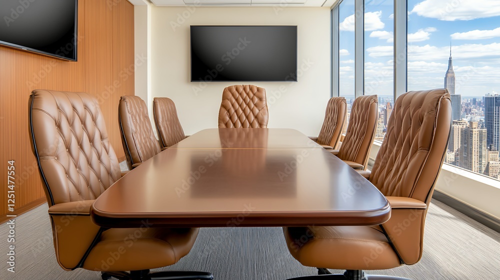 Fototapeta premium Modern Conference Room With City View