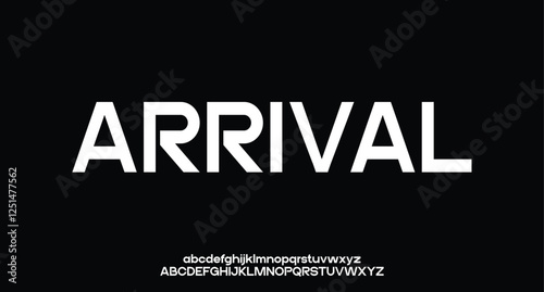 Arrival, Futuristic abstract modern techno font, abstract geometric sci fi bold display letter set, Future clean modern monospaced typeface
