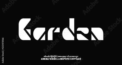 Garden, Futuristic abstract modern techno font, abstract geometric sci fi bold display letter set, Future clean modern monospaced typeface
