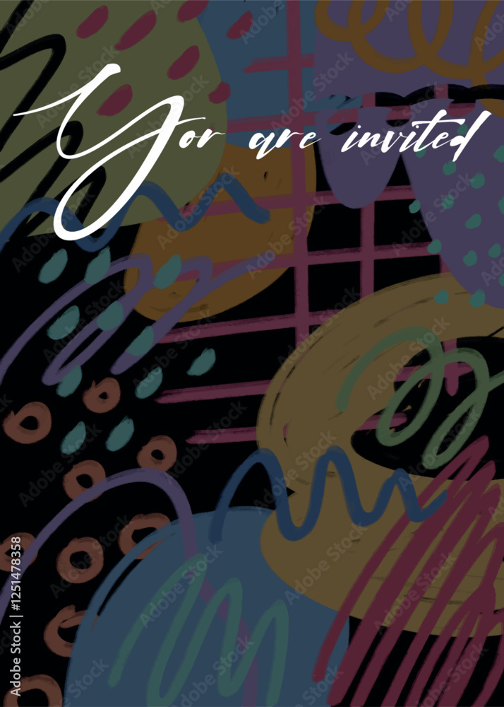 Obraz premium Modern abstract art design. you are invited template, banner, poster, invitation. greeting card
