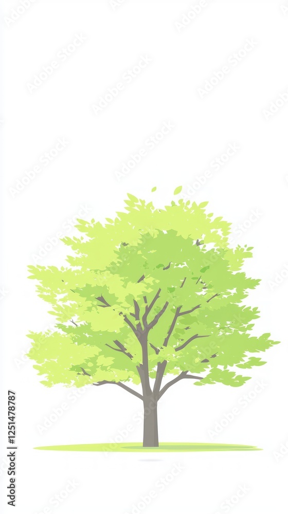 Fototapeta premium Isolated green tree illustration, nature graphic element, suitable for environmental themes