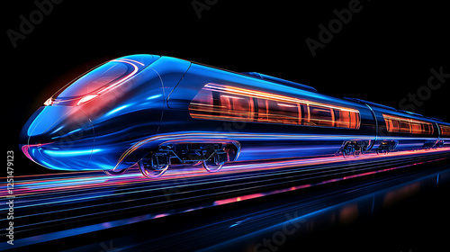 High speed train futuristic transportation motion blur dark background speed dynamic modern design technology
