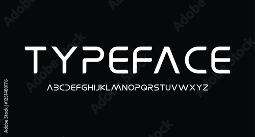 Typeface, Futuristic abstract modern techno font, abstract geometric sci fi bold display letter set, Future clean modern monospaced typeface
