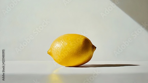 Lemon rests in studio, light from above, food use